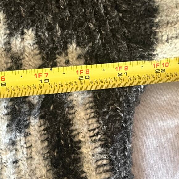 Anthropologie Nia Hooded Geometric Cardigan Gray White Blue Wool Blend S Petite - Picture 8 of 9